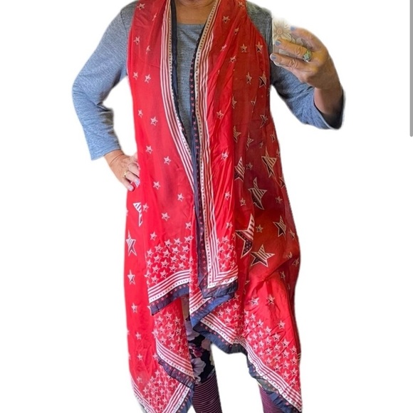 Collection‎ 18 flag stars & stripes scarf kimono super sheer long flowy 4th July - Picture 2 of 7